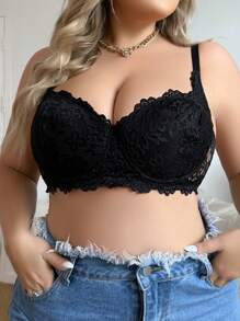 Soutien-gorge léger réglable grande taille avec support de poitrine et design de dos en dentelle, push up et rassemblement, convient pour les marchés européens et américains