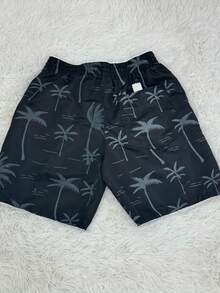 Men Beach Shorts - 黑與白 - 查看 2