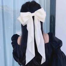 1 Large Bow Spring Clip For Women, Simple And Solid Color Matching, Suitable For Wearing Out