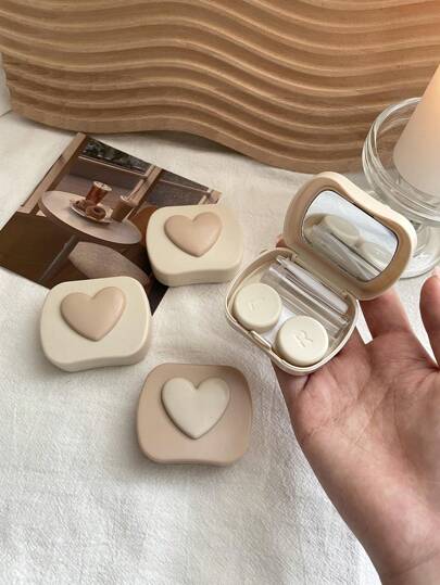 XIANG YU 1pc Cute Mini Lovely Eyes Contact Lens Container Box Bag Travel Kit Heart Square Contact Lens Case With Mirror Eye Contacts Contact Lenses For Eyes Colored Contacts Halloween