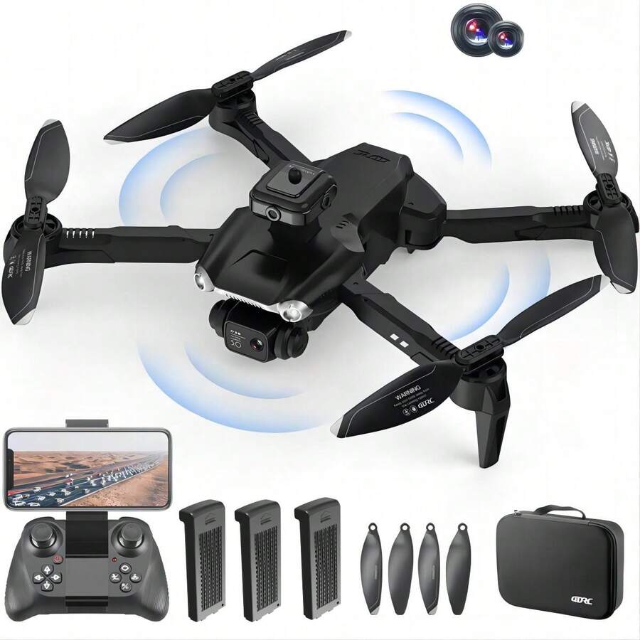 1 Máy Bay Điều Khiển Từ Xa Màu Đen, Máy Bay Không Người Lái WIFI FPV Loại Mới V28 Với Camera HD Góc Rộng 360° Tránh Chướng Ngại Vật RC Có Thể Gập Lại Quadcopter Làm Đồ Chơi Quà Tặng, Đầu Tránh Chướng Ngại Vật Màu Đen - màu đen - Xem 1