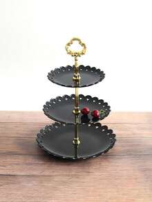 1入組多功能三層托盤，帶有糖果、水果和蛋糕設計 - 非常適用於客廳、餐桌和戶外野餐 - 彩色 - 查看 7