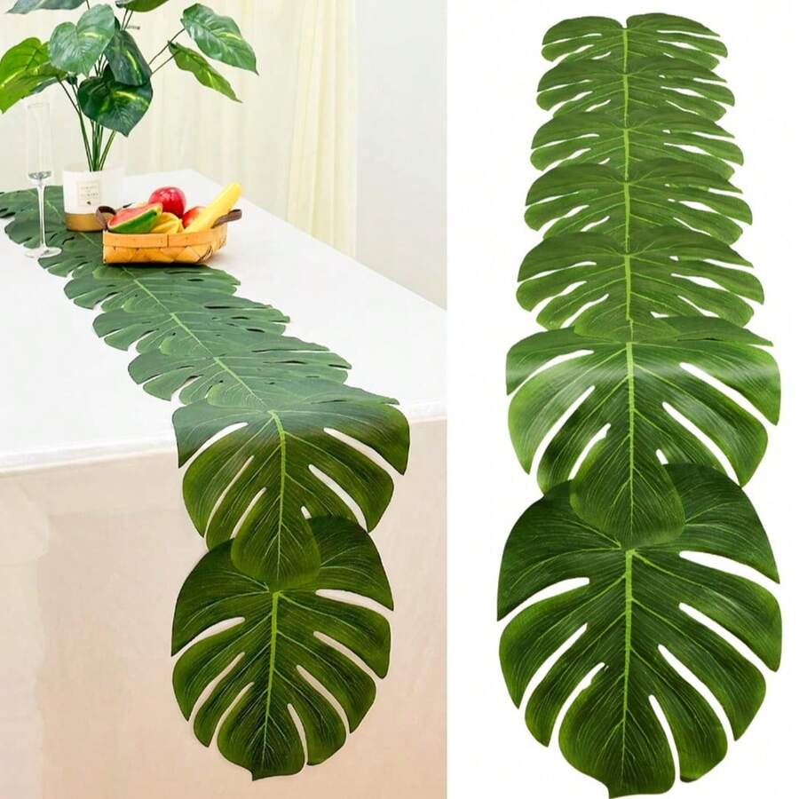 1/2/4 件仿棕榈叶桌旗 72 英寸热带棕榈叶桌布适用于夏威夷热带婚礼派对家居厨房餐厅装饰 - 純色 - 查看 1