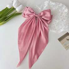 1 Large Bow Spring Clip For Women, Simple And Solid Color Matching, Suitable For Wearing Out