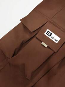 1 件男童/青少年休闲运动户外夹克，带大口袋和丝带装饰，适合通勤、上学、日常休闲、旅行