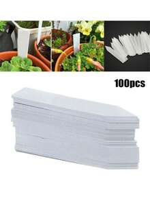100pcs PVC Plastic Horticultural Flower Tag, Succulent Plant Label, Plastic Inserted Ground Tag, Plant Label - White - View 1