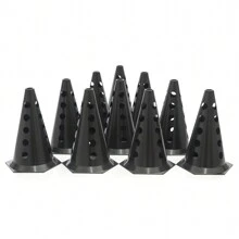 Kit Funcional 1 Escada 10 Cones Furados 10 Chapeus Pretos - Preto - Visão 2