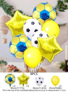 8pcs Soccer Themed Balloon, 18-Inch Soccer Shaped Foil Balloon & 12-Inch Soccer Printed Latex Balloon, Ideal For Sports & Birthday Party Decorations, - Multicolor - View 9
