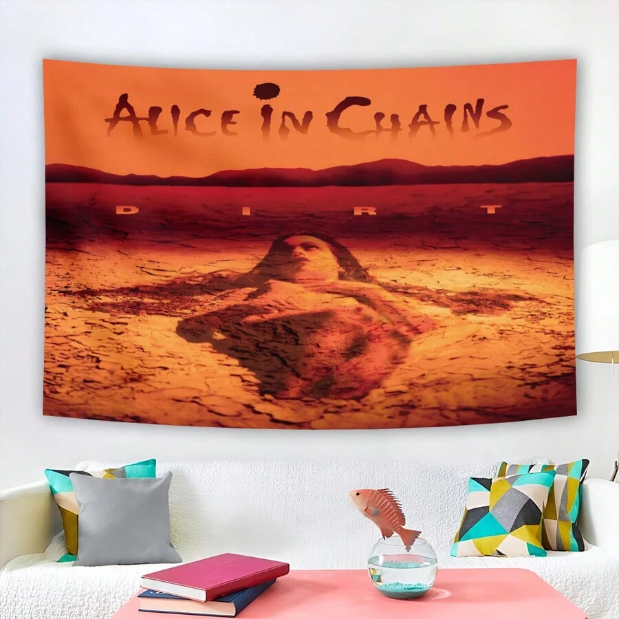 1 pieza Póster bandera de Alice In Chains, decoración clásica de música para dormitorio, tapiz de pared colgante, decoración de habitación, Navidad - Multicolor - Ver 1