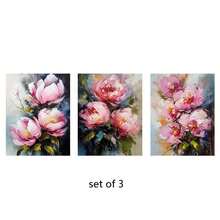 3 件套牡丹油画，粉色花卉壁画，粉色花卉，3 件套印刷品，印刷品壁画，花卉家居装饰，花卉艺术印刷品，墙壁装饰，无框 19.6x27.5 英寸 - 杏色 - 查看 17