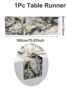 1pc 35*180cm Marble Texture Table Runner, Suitable For Kitchen, Coffee Table, Dining Room, Sofa Side Table, Bedroom, Living Room, Also Can Be Used As Tablecloth Decor For Holiday Dinner - 35*180 - View 16