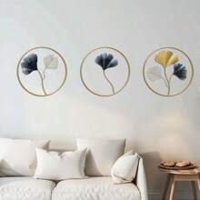 3pcs/Set Ginkgo Leaf Decor Wall Hanging, Modern Stylish Indoor Home Living Room Bedroom Metal Wall Decor Gifts Birthday Graduation E-I-D