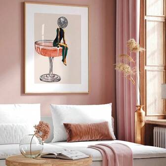 1入組迪斯可銀球舞廳、舞池、派對、自粘式藝術海報，客廳花卉牆藝術印刷畫布裝飾，畫框無框畫