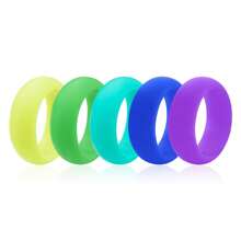 Pinannie 5 Packs Colorful Silicone Rings For Her, 8mm Wide Rubber Wedding Bands Women Bright Colors Hypoallergenic Thumb Ring US Size 5-12 - Multicolor - View 14