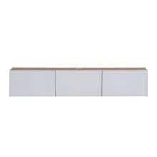 Atelier Mobili Floating TV Stand, Floating Entertainment Center, Floating TV Console, Floating Media Console, Floating TV Stand Wall Mounted - Trắng bóng / Gỗ sồi đồng quê - Xem 8