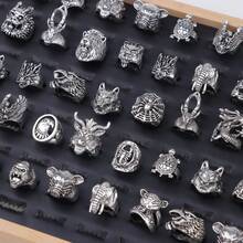 10 Cái/gói Phong Cách Retro Punk Thiết Kế Hình Thú Độc Đáo Bộ Nhẫn Sư Tử & Rồng-Món Quà Unisex Hoàn Hảo Cho Trang Phục Hàng Ngày Của Nam Giới, Lễ Hội, Lễ Hội Và Các Bữa Tiệc - 10 chiếc nhẫn hợp kim hình thú - Xem 7