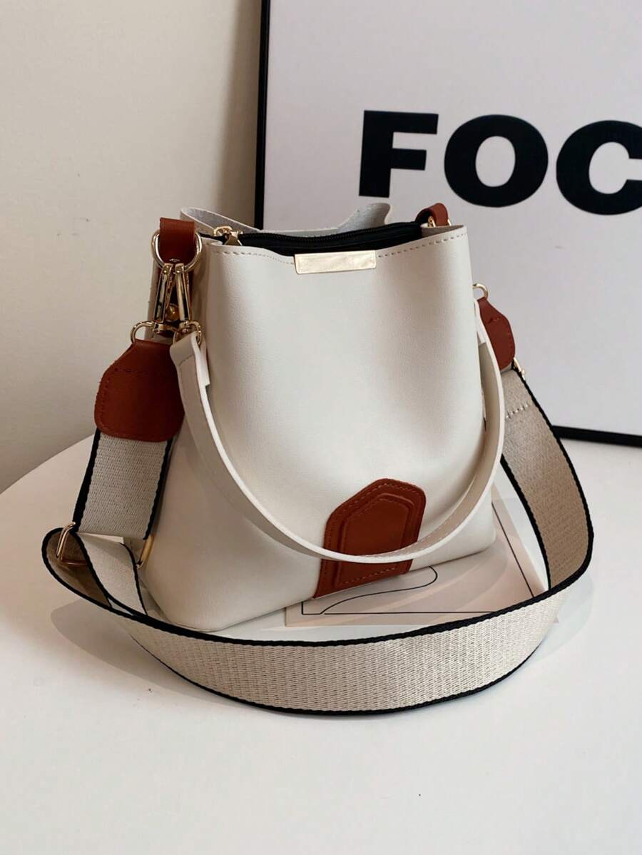 New Fashionable Vintage Style High-Quality Bucket Bag With Wide Strap For Women, Suitable For Work, Commute, Dating And Daily Use