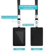1 Piece, Pu Leather ID Card Holder With Tie Rope, Suitable For Various Work ID Cards, Student ID Cards, Bus Cards, Badges, Etc. - Black - View 5