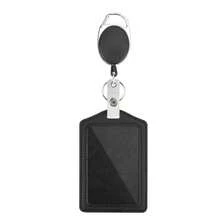 1 Piece, Pu Leather ID Card Holder With Tie Rope, Suitable For Various Work ID Cards, Student ID Cards, Bus Cards, Badges, Etc. - Black - View 8