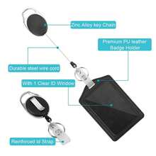 1 Piece, Pu Leather ID Card Holder With Tie Rope, Suitable For Various Work ID Cards, Student ID Cards, Bus Cards, Badges, Etc. - Black - View 6