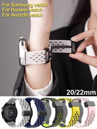 New Fashional 20mm 22mm Silicone Strap For Redmi Watch 5 Active/5 Lite Band Compatible With Samsung Galaxy Watch 7 FE 6 5 5pro 4 Classic Gear S3 Bracelet Straps Compatible With Huawei Watch 5 GT 4 3 3PRO 2 2E FOR Garmin Watch Vivoactive 5 4 3 Venu 3 2 For Huami GTR GTS BIP Series