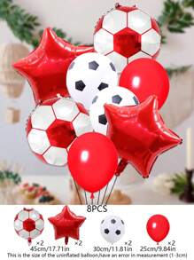 8pcs Soccer Themed Balloon, 18-Inch Soccer Shaped Foil Balloon & 12-Inch Soccer Printed Latex Balloon, Ideal For Sports & Birthday Party Decorations, - Multicolor - View 13
