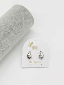 Comma Decoration Plated Earring - 銀色 - 查看 2