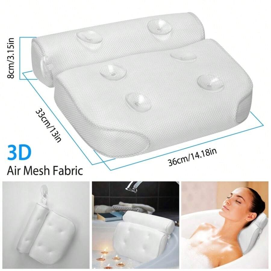 Global Phoenix Bathtub Pillow 3D Mesh White Ergonomic Spa Pillow 6