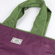 Portable Foldable Shopping Bag With Drawstring Closure For Outdoor Travel, Reusable Tote Bag For Grocery Shopping, And Storage - Burgundy - View 4