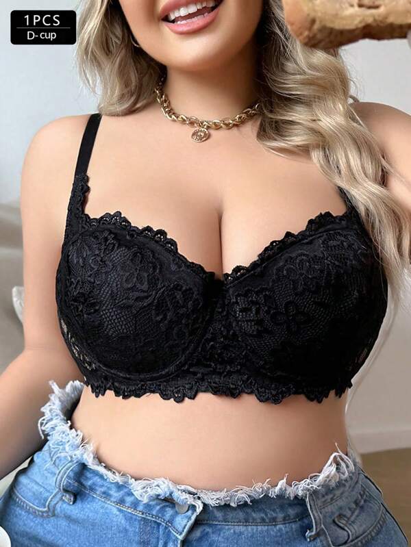 Soutien-gorge léger réglable grande taille avec support de poitrine et design de dos en dentelle, push up et rassemblement, convient pour les marchés européens et américains