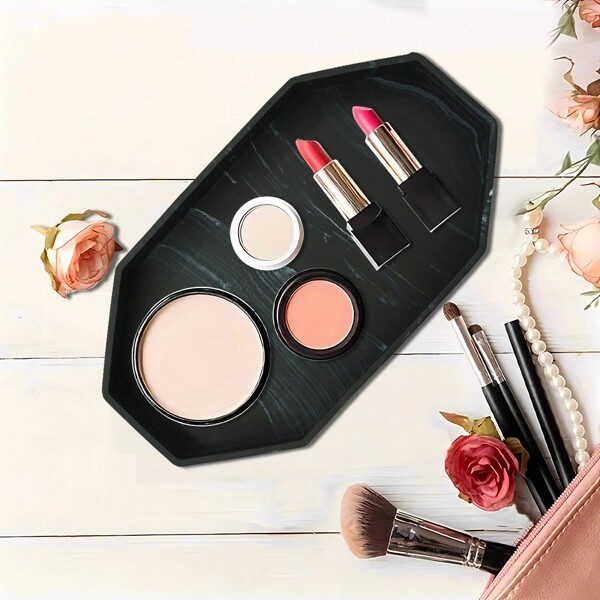 1pc Silicone Bathroom Vanity Tray Soap And Sponge Holder Kitchen Sink Organiser For Scrubbers, Lotion Bottles, Perfumes, Jewellery, Candles, Key Jewellery Ring