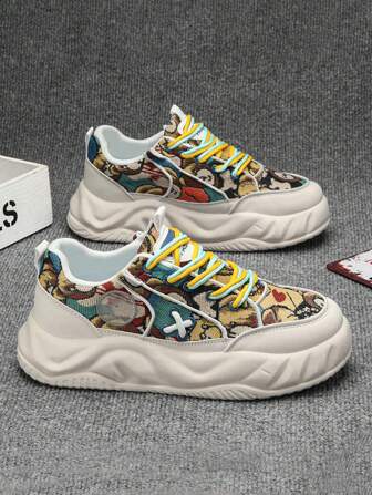 Men's Thick Bottom Breathable Sneakers, Summer Casual Chunky Sneakers With Increased Height, Non-Slip, Versatile