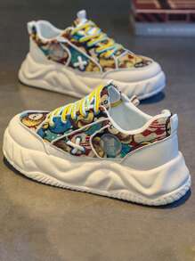 Men's Thick Bottom Breathable Sneakers, Summer Casual Chunky Sneakers With Increased Height, Non-Slip, Versatile
