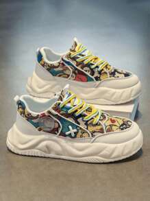 Men's Thick Bottom Breathable Sneakers, Summer Casual Chunky Sneakers With Increased Height, Non-Slip, Versatile