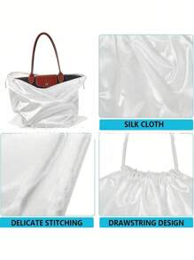 1/2/3/4 chiếc túi vải satin polyester có dây rút, thích hợp đựng trang sức và phụ kiện; túi đựng đồ du lịch bằng lụa có dây rút; túi đựng quần áo và giày dép xách tay có dây rút; túi đựng đồ xách tay dung tích lớn có dây rút; túi đựng đồ tự dán có dây rút; đồ dùng cần thiết khi đi du lịch; sắp xếp đồ đạc. - trắng - Xem 4