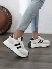 [Thick Soled & Tall Series] Spring Break 2025 New Women's Casual Shoes, White Thick Soled Shoes, Comfortable Sports Shoes, 6cm Height Increase, Party Shoes, Suitable For Petite Women's Sports Style