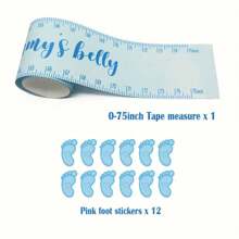 1 套游戏测量腹部游戏妈妈的肚子有多大，12 张猜谜卡，1 卷尺，用于性别揭秘游戏派对用品，有趣且易玩，互动游戏，性别揭秘派对游戏装饰品，创意小礼物，圣诞节 - 彩色 - 查看 3