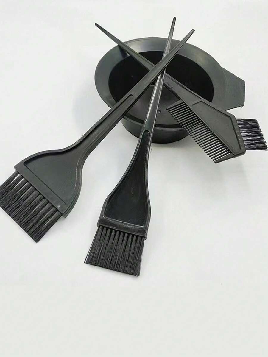 4入組染髮工具套組,包括刷子、梳子、碗和一次性染髮帽 - 黑色 - 查看 1