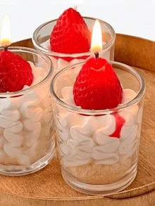 ديكور تورتة الفراولة 6 قطع، تزيين تورتة الفراولة الإبداعية بشموع الزهور لزينة طاولة عيد الميلاد - متعدد الألوان - مشاهدة 2