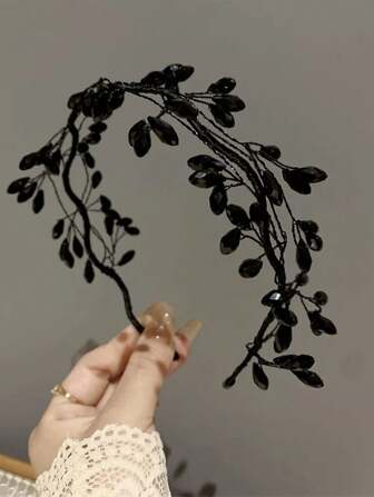 1 pieza Diadema de mujer con onda de cristal negro, para uso diario o de fiesta, disfraz, fiesta, accesorios para el cabello, diadema, aros para el cabello