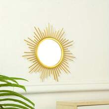 1 pieza Espejo redondo estilo moderno de sol, decoración colgante de hierro de arte europeo para entrada de sala de estar - Multicolor - Ver 5