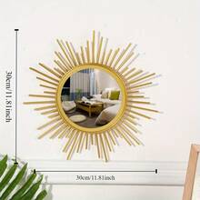 1 pieza Espejo redondo estilo moderno de sol, decoración colgante de hierro de arte europeo para entrada de sala de estar - Multicolor - Ver 8