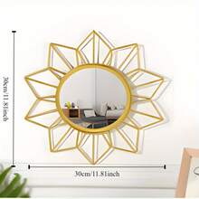 1 pieza Espejo redondo estilo moderno de sol, decoración colgante de hierro de arte europeo para entrada de sala de estar - Multicolor - Ver 9