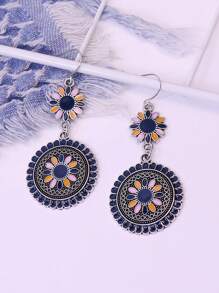 TopHanqi Pendientes bohemios de gota con flor redonda para San Valentín, Mamá, Madre, Día de la Madre, Regalo