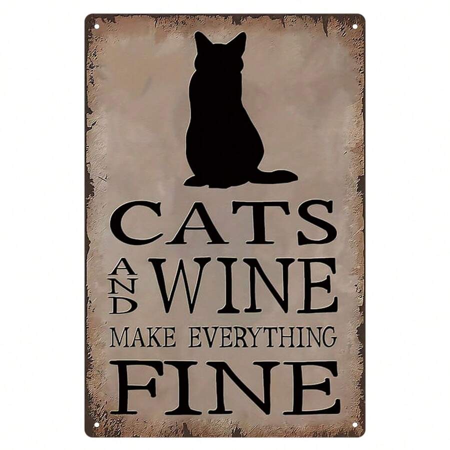 1入組有趣錫牌 - 貓咪讓一切變得美好! 簡單的動物臥室車庫貓咖啡館最佳尺寸8 X 12英寸 - 彩色 - 查看 1