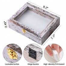 1入組簡約風格白色仿舊昆蟲標本展示盒，尺寸7.1*9.2*2.45 英寸，可掛於牆面收藏蝴蝶標本，上部配有防紫外線保護丙烯酸蓋板和EVA泡沫釘板及3種尺寸的釘子（不包括蝴蝶） - 做舊白 - 查看 4