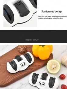 Kitchen Convenient Suction Cup Knife Sharpener, Household White Steel Jade Whetstone Fast Knife Sharpening Tool - White Black - View 6