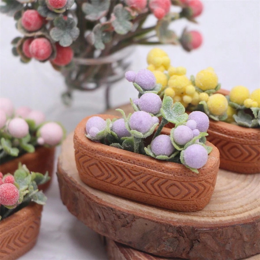 Cây xanh trong chậu mini thực tế 1:12, Trang trí cảnh quan vi mô cho nhà và vườn, Phụ kiện mô hình nhà búp bê, Đồ trang trí trưng bày cảnh DIY - Nhiều màu - Xem 1