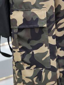 Tween Girl Camouflage Cargo Pants With Pocket And Wrinkle Design, Four Seasons Wearable For Sports, Leisure, Campus And Outdoor Style, Suitable For Mountain Climbing - Army Green - View 4