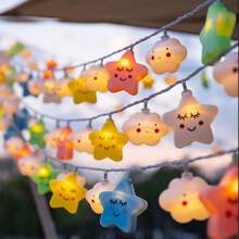 1 pieza Luces de hadas de LED con forma de estrella, luz de cadena con forma de estrella y nube, para decoración de habitación de bebé, fiesta de cumpleaños, vacaciones, jardín, campamento, interior, boda, hogar, habitación - Alimentado por caja de pilas (SIN PILAS) Decoración de la habitación del bebé, decoración de la guardería, regalos de decoración familiar para baby shower - Multicolor - Ver 8